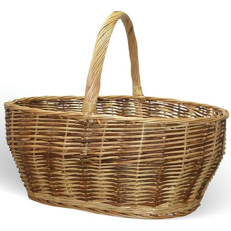 Cesto grande Agata in vimini con manico intrecciato bicolore 65 x 34 x h 52 cm (1/5)