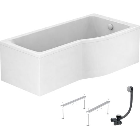 IDEAL STANDARD Connect Air Bañera/ducha derecha de 150 x 80 cm + faldón + patas + desagüe, acabado cromado