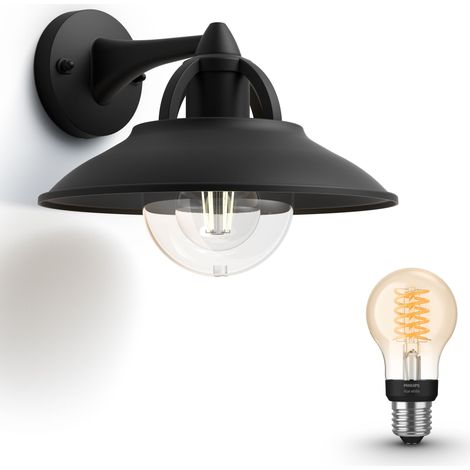 Philips Hue Cormorant Applique murale d'extérieur E27 (Noir) Lumière blanche chaude - White Filament (1/5)