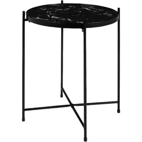 Marble side table - 38.538.545.5CM - Black - Beautiful and elegant - Suitable for living room, bedroom - Increase the atmosphere (1/3)