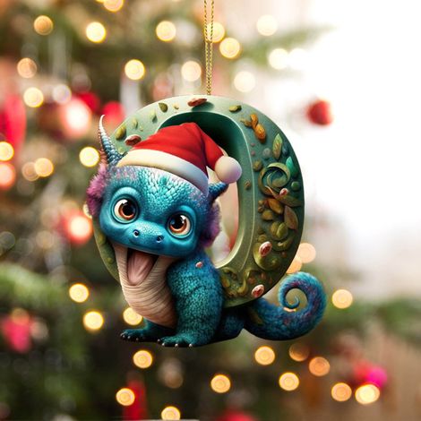 Ornement Acrylique Lettre - Décoration Arbre De Noël Enfant - 26 Pièces Dinosaure Dessin Animé - Intérieur - Lot Complet (1/5)