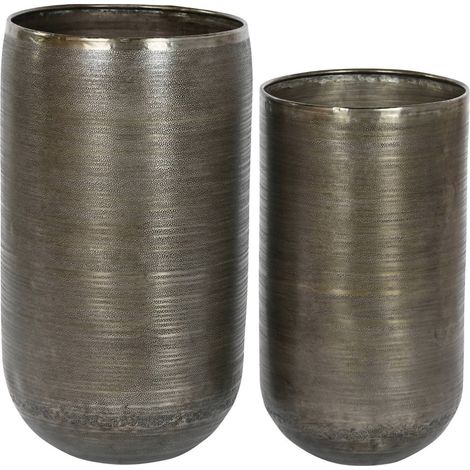 Cache-pot élégance aluminium pour déco intérieure chic - Aluminium brossé argenté et doré (1/4)