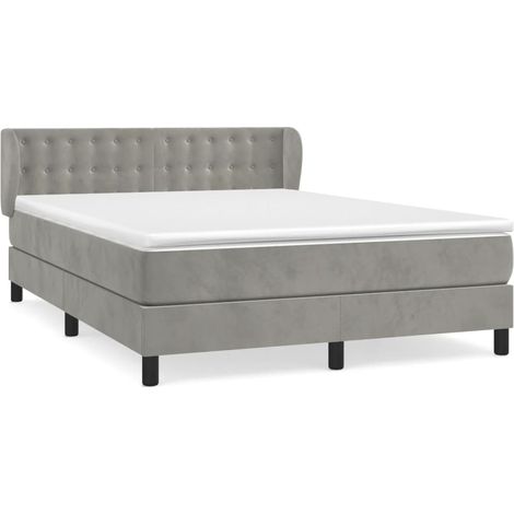 Maison Exclusive - Cama box spring con colchón terciopelo gris cl (1/5)