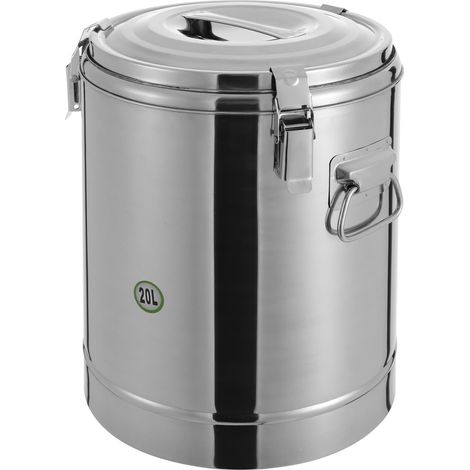 Seau isotherme en acier inoxydable, 20 l, seau à glace commercial avec couvercle, garde le temps 12 h, seau isolé pour riz, soupe, congee, seau à glace pour crème glacée, mousse, alcool
