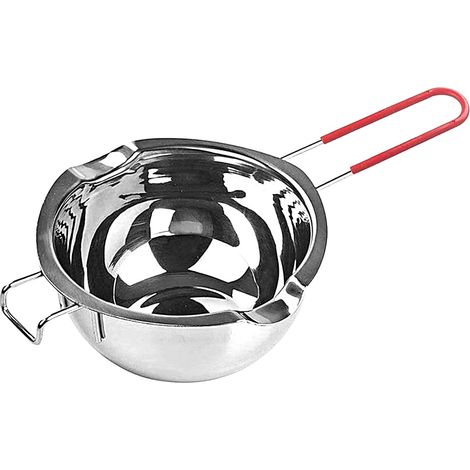 Pot fusion inox 2 becs + poignée thermorésistante pour chocolat, sucre, bougies (1/5)