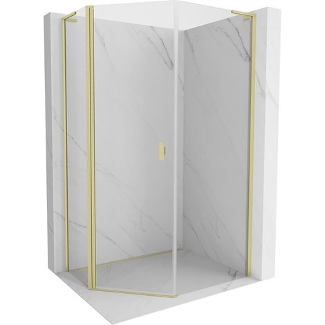 Mexen Mist L cabine de douche pentagonale asymétrique à charnières 90x100 cm, transparent, or brossé - 8A8L-090-100-55-00 (1/5)