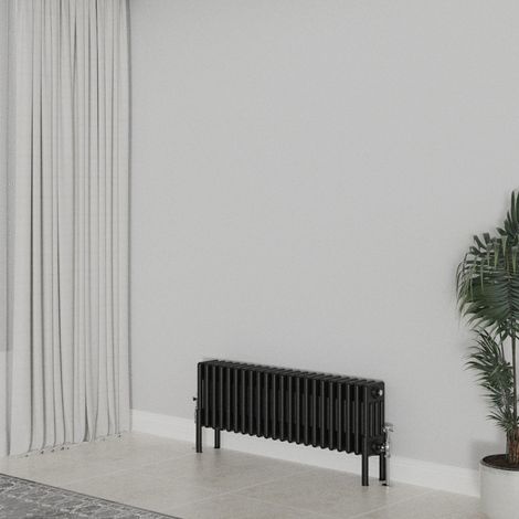 WarmeHaus Traditional Radiator 300x1010mm Black 4 Column Heater (1/5)