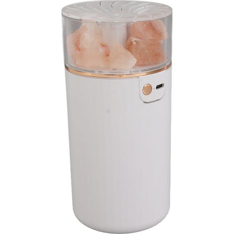 Lampe À Sel - Diffuseur D'huiles Essentielles - Humidificateur 2 En 1 Avec Veilleuse LED - Blanc - 400 Ml - 165 Mm (1/5)
