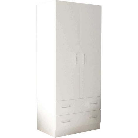 Armadio 2 Ante 80x52x180 h cm in Truciolare bilaminato Bianco (1/4)