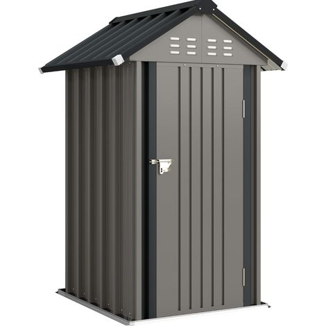 Abri de jardin en métal 1,17 m² avec toit à pignon, ventilation et serrure, 122 x 121 x 192 cm (1/5)