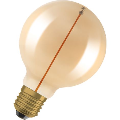 OSRAM Lampada LED Vintage 1906 Classic Globe95 FIL, E27, globo, oro, 2.2W, 120lm, 2700K, luce bianca calda, filamento magnetico, basso consumo energetico, lunga durata (1/5)