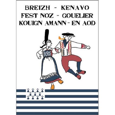 Lot de 2 torchons 50 x 70 cm Bigouden fest noz bretagne (1/2)