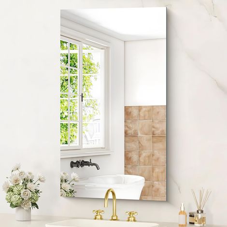 Miroir de Salle de Bain rectangulaire sans Cadre, Miroir Mural 50x90 cm, Miroir en Verre incassable, réflexion HD, Design Moderne, adapté à la Salle de Bain, la Chambre à Coucher (1/5)