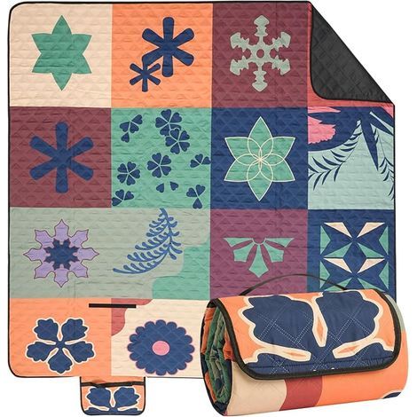 Couverture de pique-nique 200 x 200 cm – Couverture de plage XXL, imperméable et isolée, couverture de camping, respirante et douce, tapis de pique-nique et de plage pour camping, plage et (1/5)