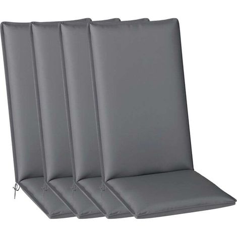 Lot de 4 coussins chaise jardin anti-décoloration UPF50+, 124x50x5cm gris (1/5)