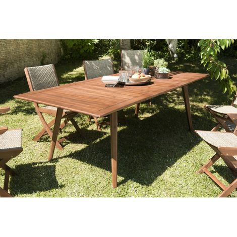 VICK - Table de jardin 8/10 personnes 180/240x100x75 cm en bois d'acacia