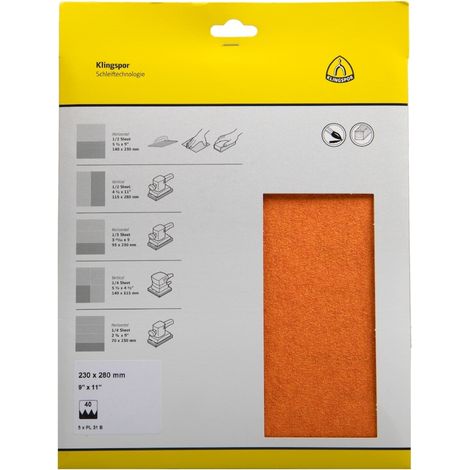 KLINGSPOR PL 31 B S.a.U. Bogen K. 40, SB-Reiter 5er Pack 230 x 280 mm (1/3)