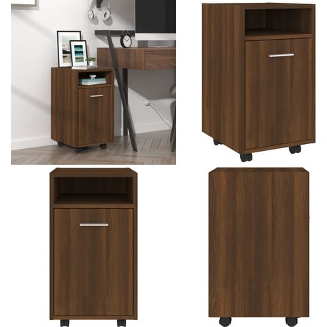 Beistellschrank mit Rollen Braun Eichen-Optik 33x38x60 cm - Holz Sideboard - Sideboard Braun - Wohnzimmermöbel - Regal Mit Türen - Beistellschrank - Home & Living (1/5)