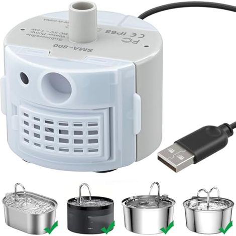 Mini Pompe à Eau Submersible, Pompe Fontaine a Eau Chat USB 200L/H, Pompe de Fontaine à Chat Chien, Silencieuse Pompe à Eau Chiens de Compagnie pour Aquarium, Hydroponique (1/5)