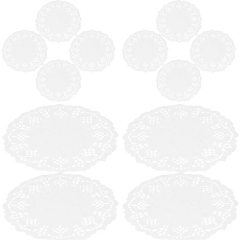 Napperons en papier ronds en dentelle décorative, 140 pièces, blancs (1/5)