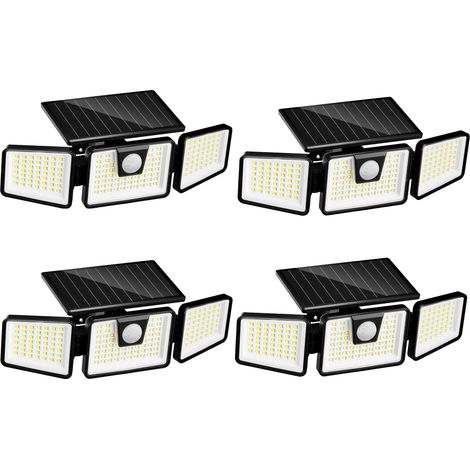 Lot de 4 spots solaires avec détecteur FALCON Noir Plastique 800LM