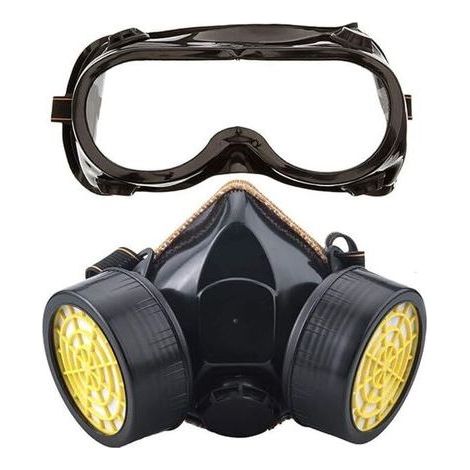 Masque Respiratoire, Kit Masque Protection Respiratoire Réutilisable, Anti Poussière, Anti Gaz Masque Chimique avec Lunettes de Protection pour Peinture Travaux, Bricolage Ponçage (1/5)