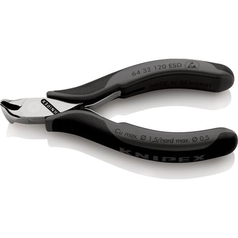 KNIPEX 64 32 120 ESD Pince coupante de devant pour l'électronique ESD avec poignées multimatières 120 mm (1/3)