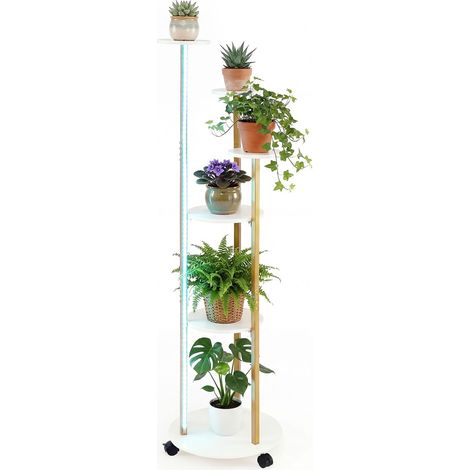 COSTWAY Scaffale Pianta Porta Piante Alto Esposizione Ripiano Organizer Supporto Luce Led Interno Libreria Angolare Stretto Soggiorno Spazio Piccolo Sottile A (1/5)