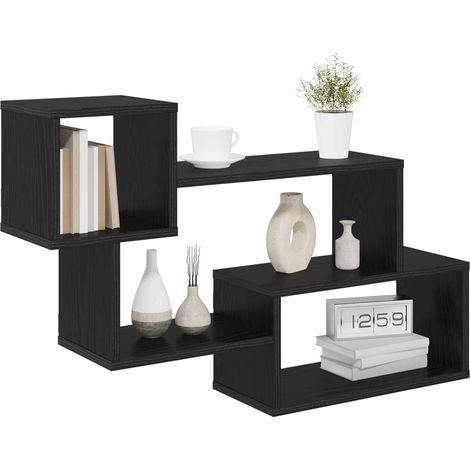 Mensola sospesa A Parete Scaffale da parete Ripiano a Parete Rovere Nero 87 x 20 x 55 cm (1/5)