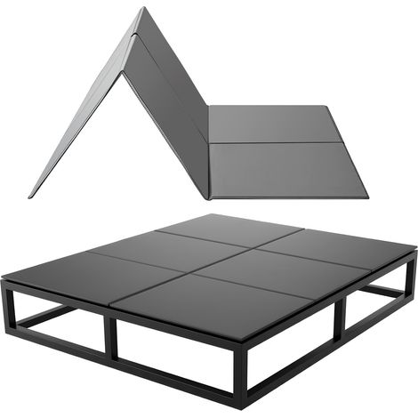 VEVOR Sommier a Lattes Pliable, 192x138 cm, Planche de Lit Bunkie sous Matelas, avec Sangles Auto-agrippantes, Âme en PP, Housse en Tissu Oxford 600D, Anti-affaissement pour Canapes-lits Full Size (1/5)