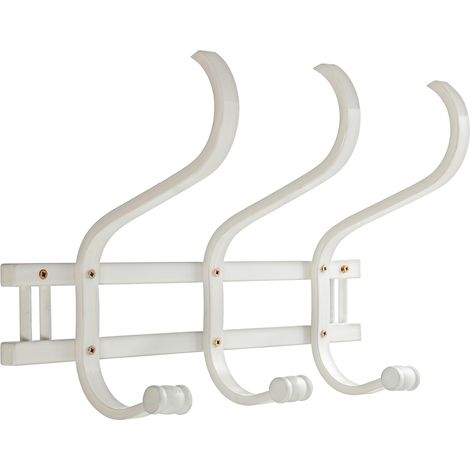 Portemanteau mural en bois 3 brasblanc 45x21x30 cm, bois : bouleau+alam (1/2)
