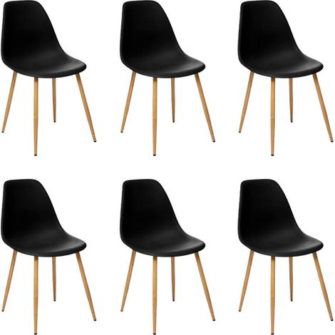 Atmosphera – Lot de 6 chaises Taho 86cm – Polypropylène et acier – Hauteur d'assise 46cm – Noir – À monter soi-même (1/5)