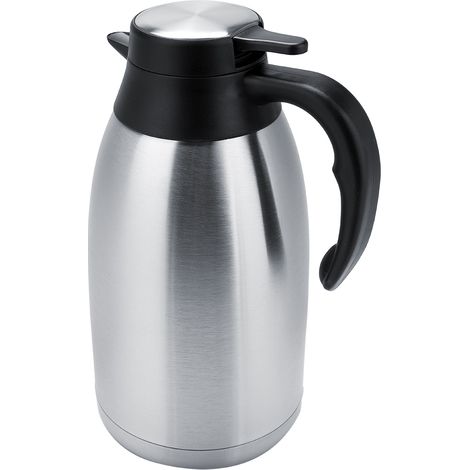 2-Liter-Isolierflasche aus Edelstahl, Thermoskanne für Kaffee und Tee, Wasserkrug mit Deckel, doppelwandig, hält Speisen warm und kalt. (1/5)