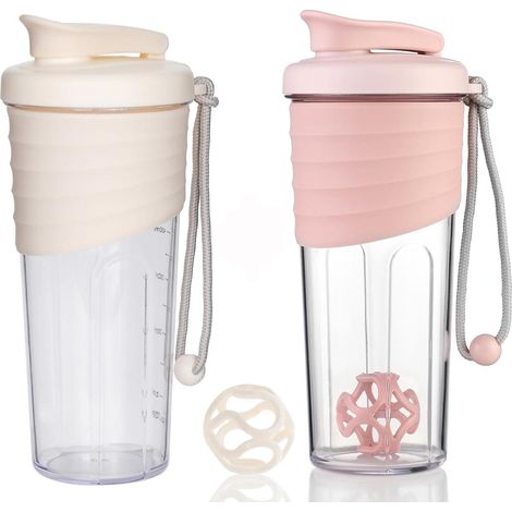 2er Pack Protein Shaker mit TRITAN Rührball 700ml für Fitness & Eiweiß Shakes (1/5)