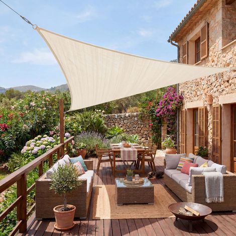 Jardinion Auvent triangulaire - 3 x 3 x 3m, Beige (1/5)