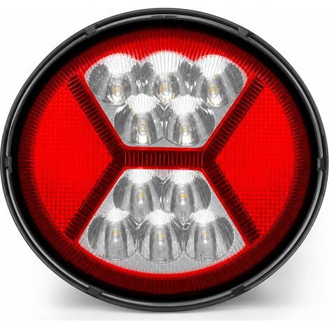 Phare de Travail LED Rond 39 LED, Lumière Blanche avec Anneau Rouge pour Voiture, Moto et Chariot Élévateur (1/5)