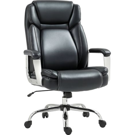 Ergonomic Office Chair, Heavy Duty Faux Leather Desk Chair with Tilt Function, Adjustable Height, 227kg 500LBS Swivel Computer Chair for Home Study, Black (1/5)