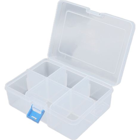 3pcs boîte à petits accessoires transparente en PP, organisateur matériel amovible avec séparations 6 cases, rangement bricolage (1/5)