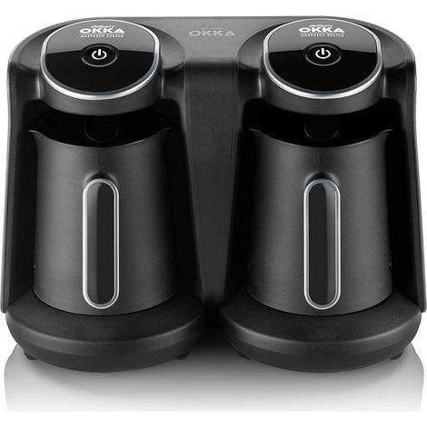 Arzum OKKA Minio 880W Duo Türkische Kaffeemaschine, 1-8 Tassen Fassungsvermögen, waschbare Kaffeekanne schwarz/silber (1/3)