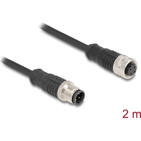 Delock Cable M12 codificado D 4 pin macho a hembra PVC 2 m