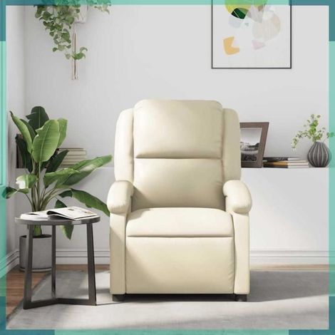 371776 Fauteuil Inclinable Similicuir Crème 71x86,5x99,5cm Mousse Polypropylène 110kg (1/5)