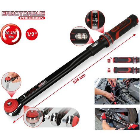 KS Tools ERGOTORQUE®precision 516.1482 Chiave dinamometrica con cricchetto 1/2 (12.5 mm) 80 - 420 Nm