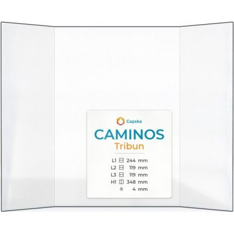 Vitre Caminos TRIBUN - Verre Prismatique pour poêle à bois - (119 + 244 + 119) x 348 mm (L2+L1+L3 x H1) - 4 mm