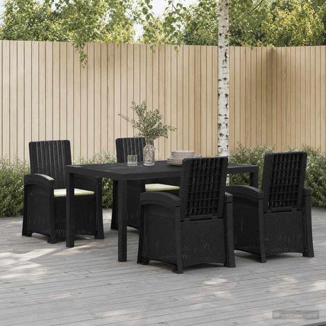 vidaXL Conjunto de Comedor de Jardín 5 uds. Antracita y Crema PP (1/5)