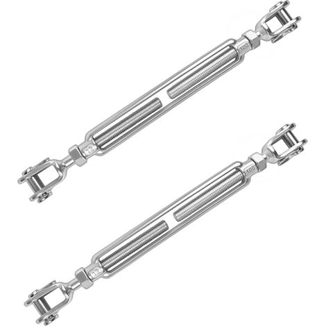 2pcs M12 1/2" Rotation Buckle Turnbuckle Jaw and Jaw Tensioner Stainless Steel Anti-Sagging Door Kit for Cable Wire, Shade Sail and Yard Zip Line (1/5)