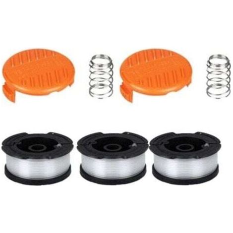 Bobine de coupe-bordure Black & Decker, bobine de coupe-bordure de 0,2 cm (3 fils de coupe-bordure, 2 capuchons, 2 ressorts)