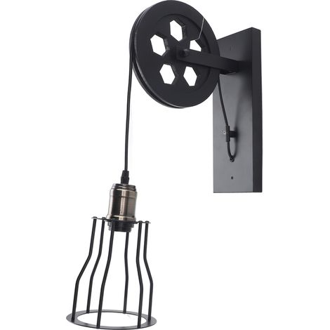 Applique murale à poulie, style industriel antique, pour éclairage intérieur, style ferme, idéale pour salle de bain, cuisine ou salon. (1/5)