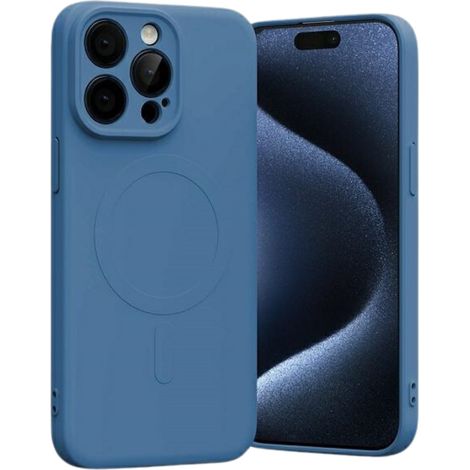 Funda Mercury MagSafe de silicona semipermanente para iPhone 15 Pro Max de 6,7 pulgadas, color azul