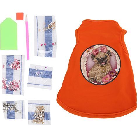 Veste pour Chien et Chat en Tissu Respirant Été, Décorée à Strass, Taille S - Orange (1/5)