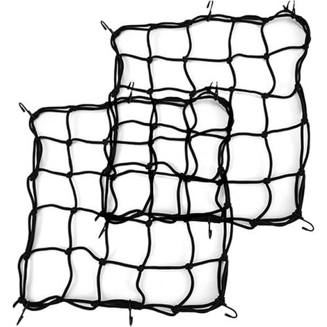 Rete portabagagli per moto 15" x 15" 2 pezzi robusta rete elastica con 6 ganci regolabili per riporre caschi, motociclette e biciclette (Sch (1/5)